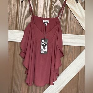 Future Collective Pink Sleeveless Top w/Waterfall Front. Size XS